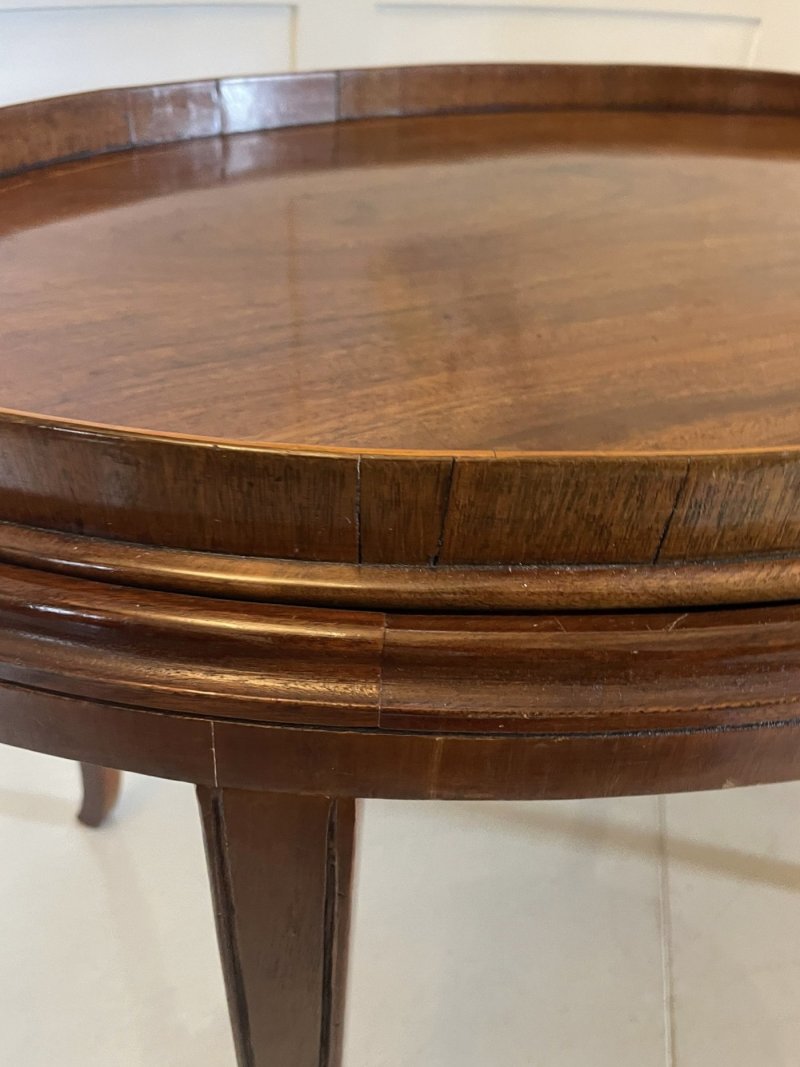 Large Antique Edwardian Oval Quality Figured Mahogany Tea Tray on Stand - Image 7